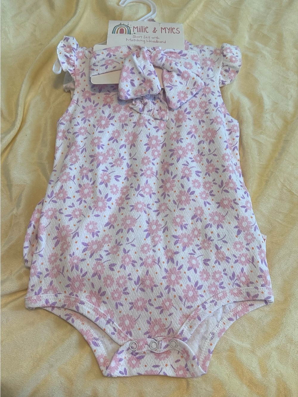 Pink Floral Matching Baby Romper Set